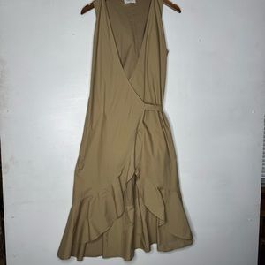 Babaton Elegant Tan Wrap Dress 100% Cotton